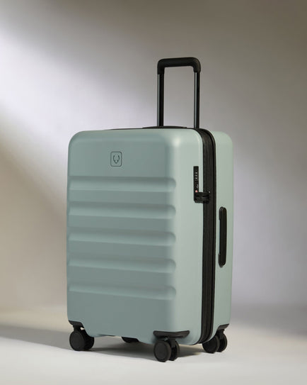 Antler Luggage - Icon Stripe Medium in Mist Blue - Hard Suitcase Icon Stripe Medium Suitcase in Blue | Lightweight & Hard Shell Suitcase