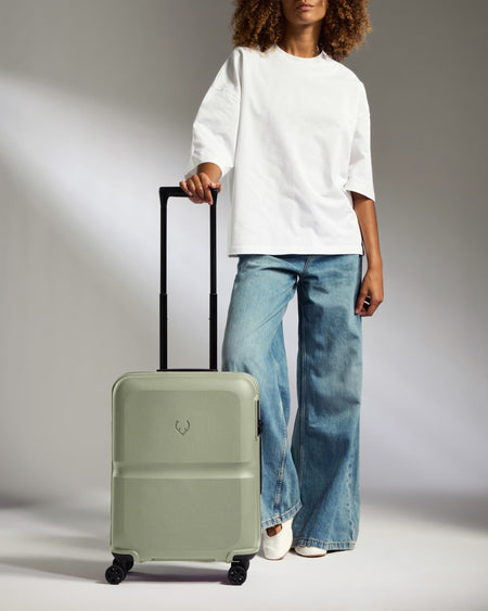 Antler Luggage -  Cabin Suitcase in Clover Green - Single Stripe - Hard Suitcase Cabin Suitcase in Light Green - Single Stripe | Cabin Bag & Hard Luggage