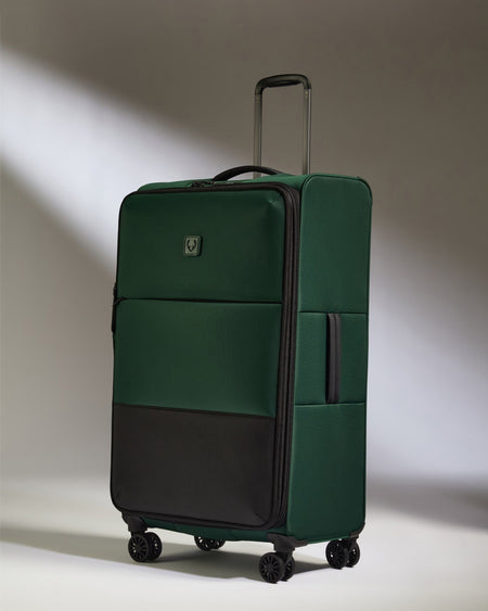 Antler Luggage -  Lightest Large Suitcase in Antler Green - Soft Stripe 2.0 - Soft Suitcase Lightest Large Suitcase in Green - Soft Stripe 2.0 | Soft Checked Suitcase