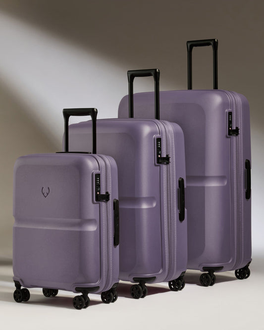 Antler Luggage -  Suitcase Set in Thistle Purple - Single Stripe - Hard Suitcase Suitcase Set in Light Purple - Single Stripe | Cabin Luggage & Large Suitcases