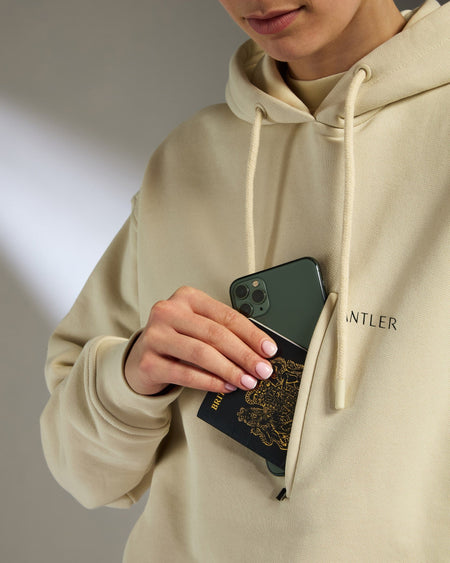 Antler Luggage -  Travel Essential Hoodie in Cream - Apparel Travel Essential Hoodie in Cream